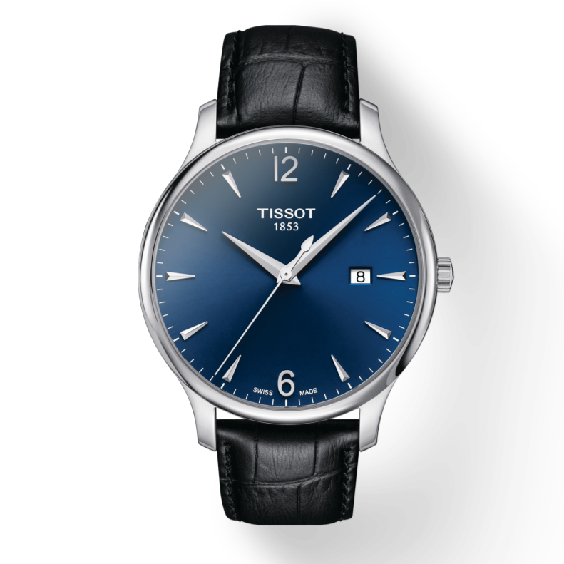 Tissot T Classic Tradition Blue Dial Black Leather Strap Watch For Men - T063.610.16.047.00