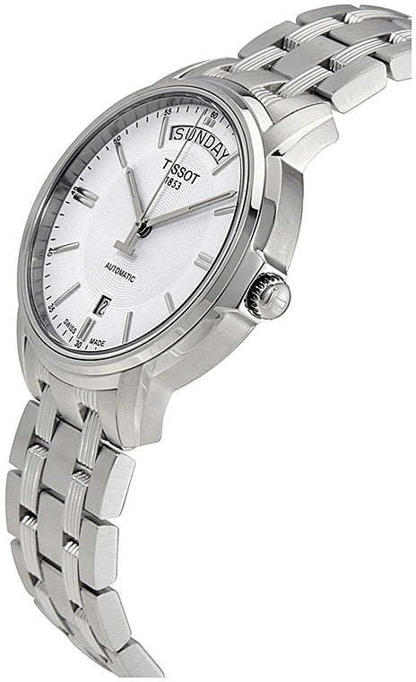 Tissot T Classic Automatic III Day Date White Dial Silver Steel Strap Watch for Men - T065.930.11.031.00