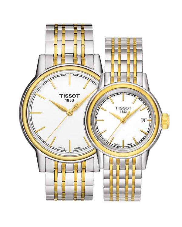 Tissot T Classic Carson Quartz White Dial Two Tone Steel Strap Watch for Men - T085.410.22.011.00