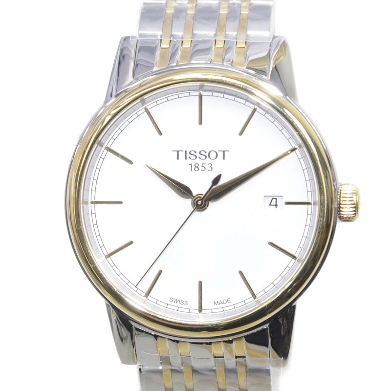 Tissot T Classic Carson Quartz White Dial Two Tone Steel Strap Watch for Men - T085.410.22.011.00