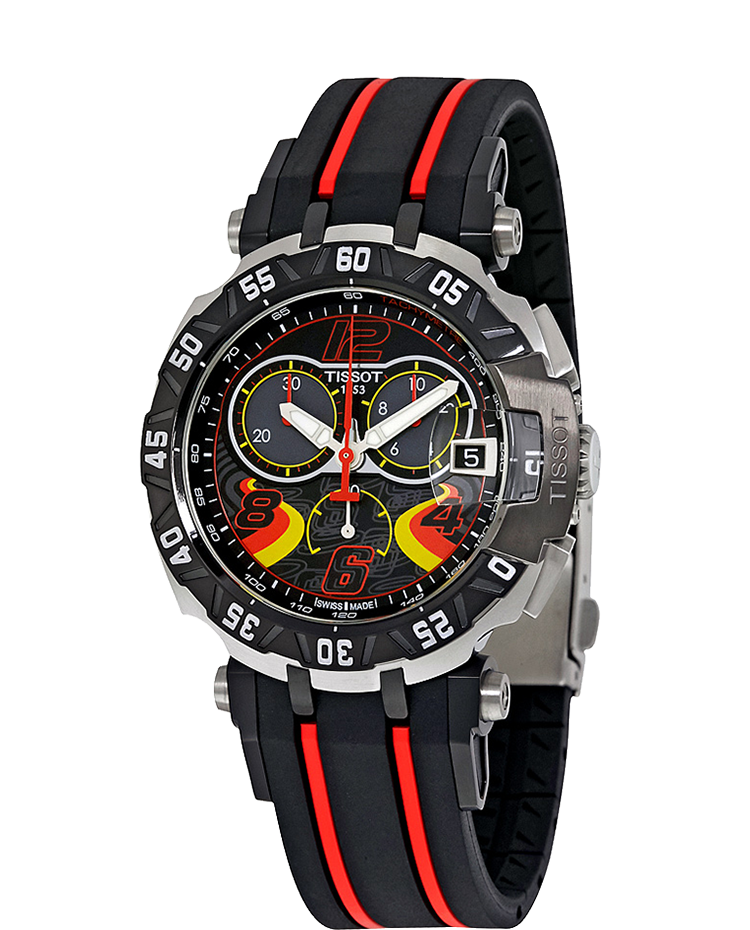 Tissot T Race Chronograph Stefan Bradl Special Edition Black Dial Black Rubber Strap Watch for Men - T092.417.27.057.02