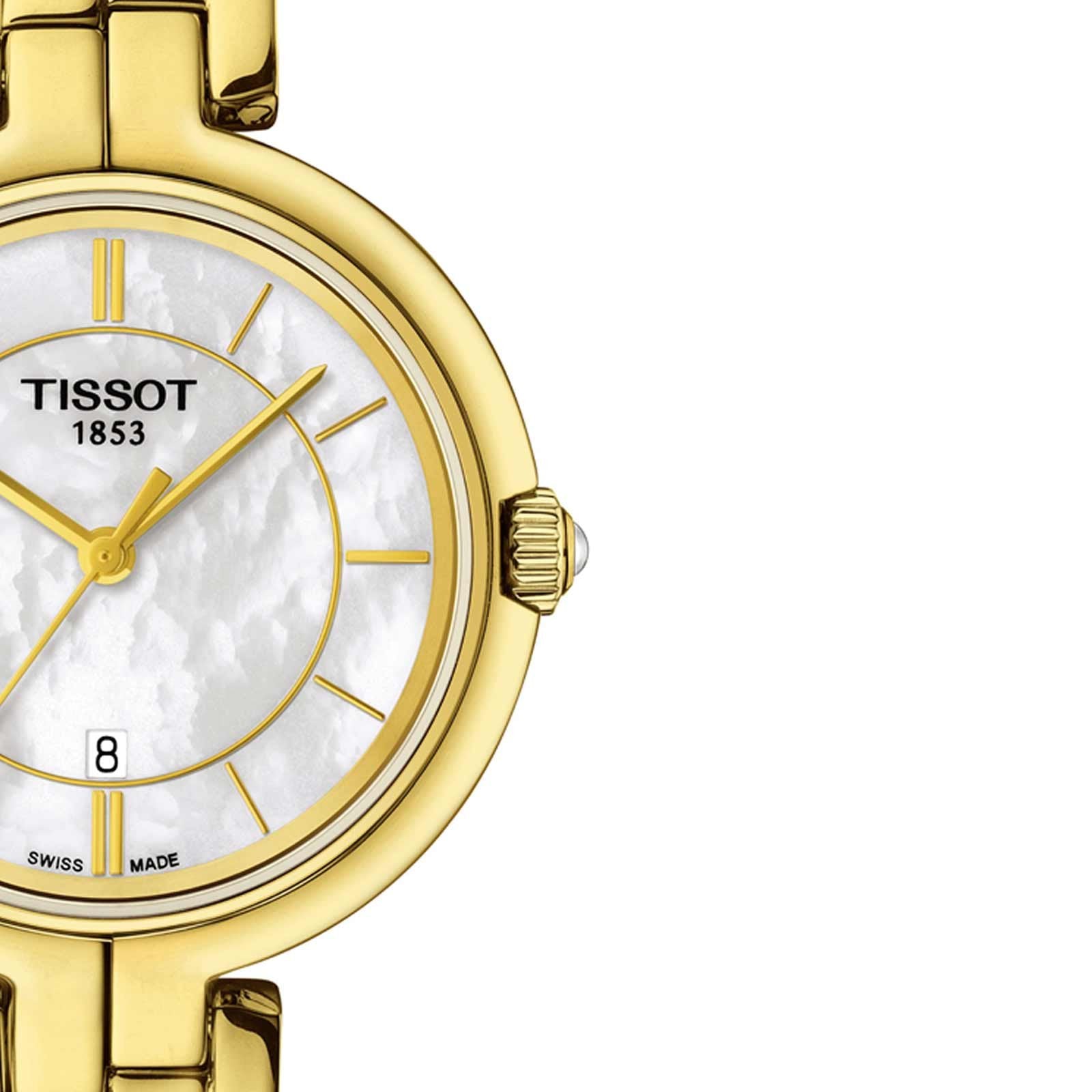 Tissot Flamingo Mother of Pearl Dial Two Tone Steel Strap Watch For Women - T094.210.22.111.01