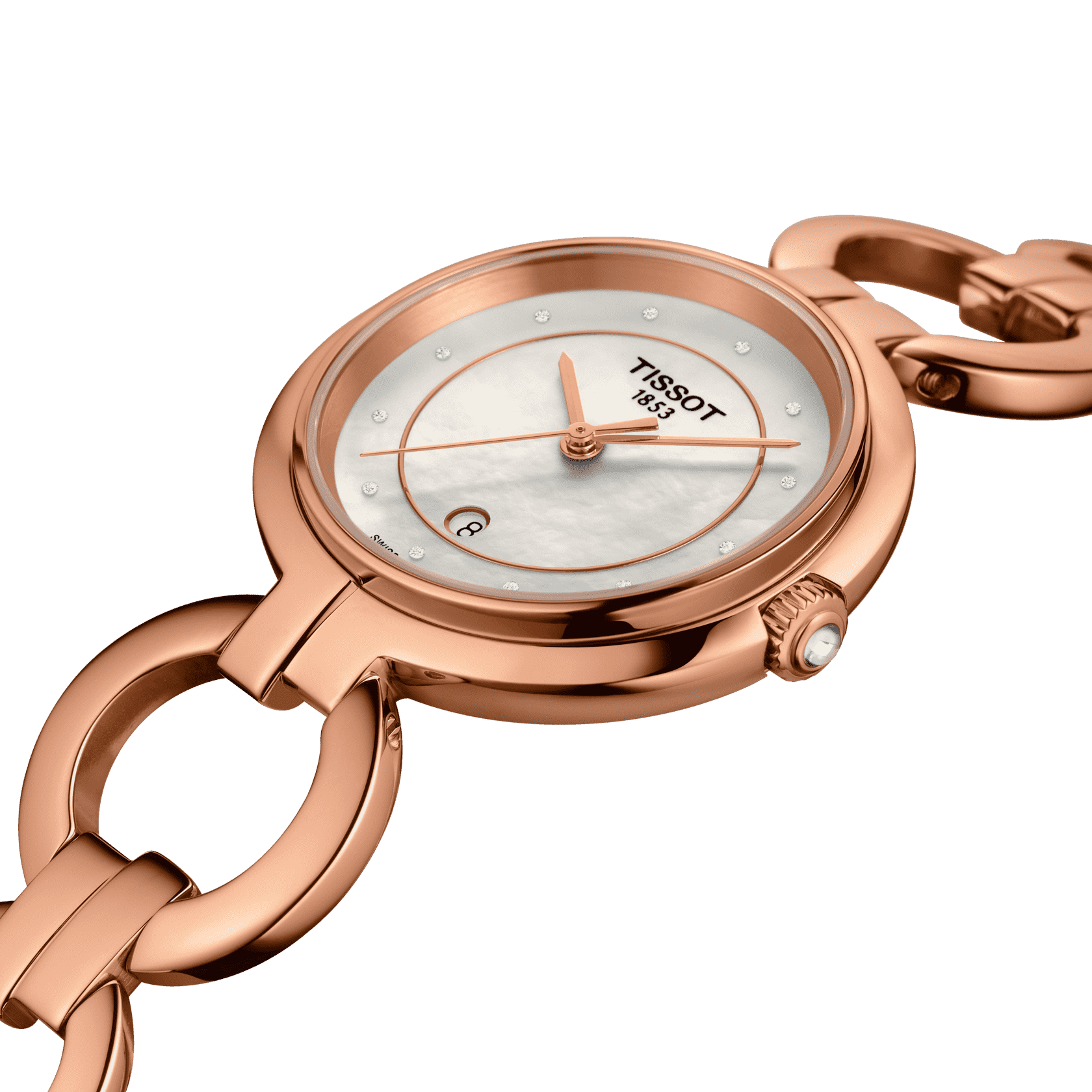 Tissot T Lady Flamingo Mother of Pearl Dial Rose Gold Steel Strap Watch for Women - T094.210.33.116.01