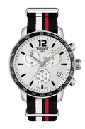 Tissot Quickster Chronograph NBA Toronto Raptors White Dial Two Tone NATO Strap Watch for Men - T095.417.17.037.16