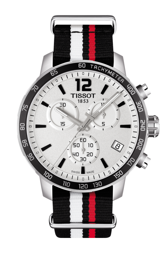 Tissot Quickster Chronograph NBA Toronto Raptors White Dial Two Tone NATO Strap Watch for Men - T095.417.17.037.16