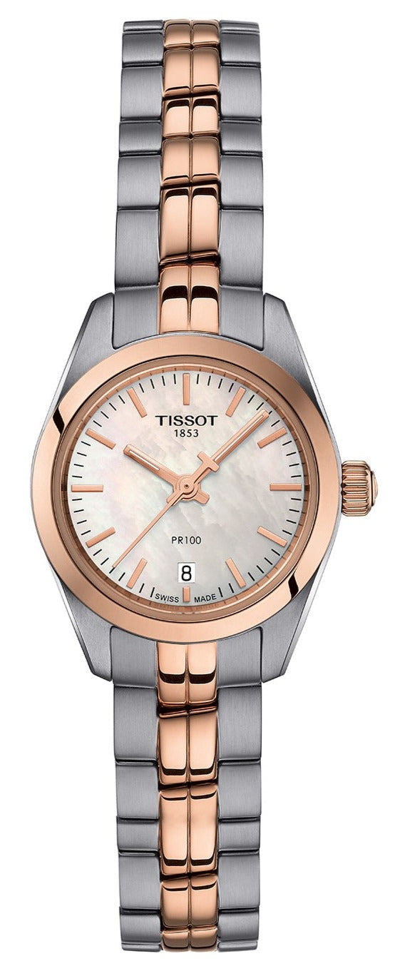 Tissot T Classic PR100 Mother of Pearl Dial Two Tone Steel Strap Watch for Women - T101.010.22.111.01