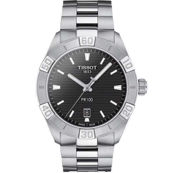 Tissot PR 100 Sport Quartz Black Dial Stainless Steel Strap Watch For Men - T101.610.11.051.00