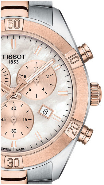 Tissot PR 100 Sport Chic Chronograph Mother of Pearl Dial Two Tone Steel Strap Watch for Women - T101.917.22.151.00