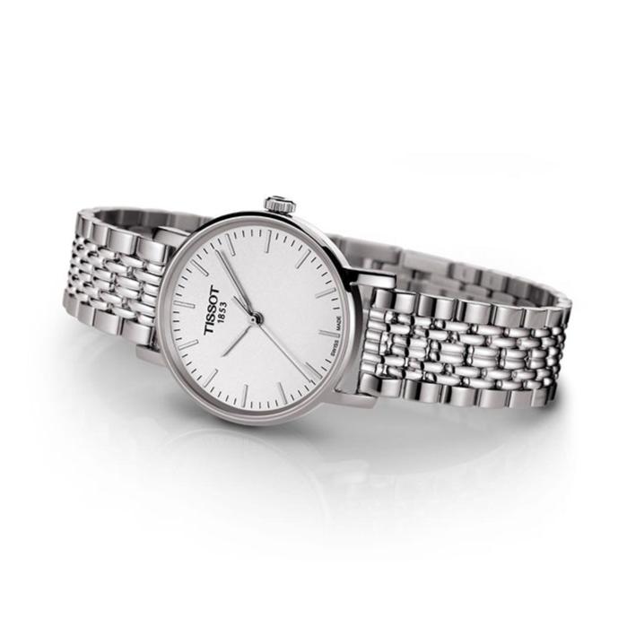 Tissot T Classic Everytime White Dial Silver Steel Strap Watch for Men - T109.610.11.031.00