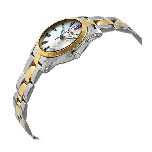 Tissot T Wave Lady Quartz White Dial Two Tone Stainless Steel Watch For Women - T112. 210. 22. 113. 00