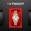 Tissot T Wave Mother of Pearl Dial Rose Gold Steel Strap Watch For Women - T112.210.33.113.00