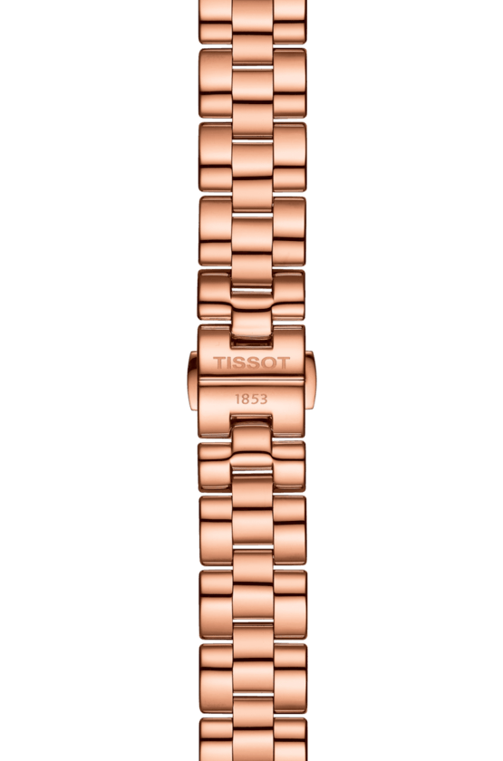 Tissot T Wave Anthracite Dial Rose Gold Steel Strap Watch For Women - T112.210.33.061.00