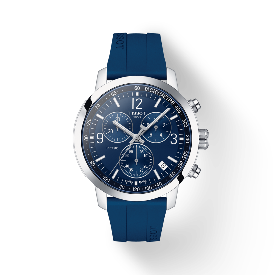 Tissot T Sport PRC 200 Chronograph Blue Rubber Strap Watch For Men - T114.417.17.047.00