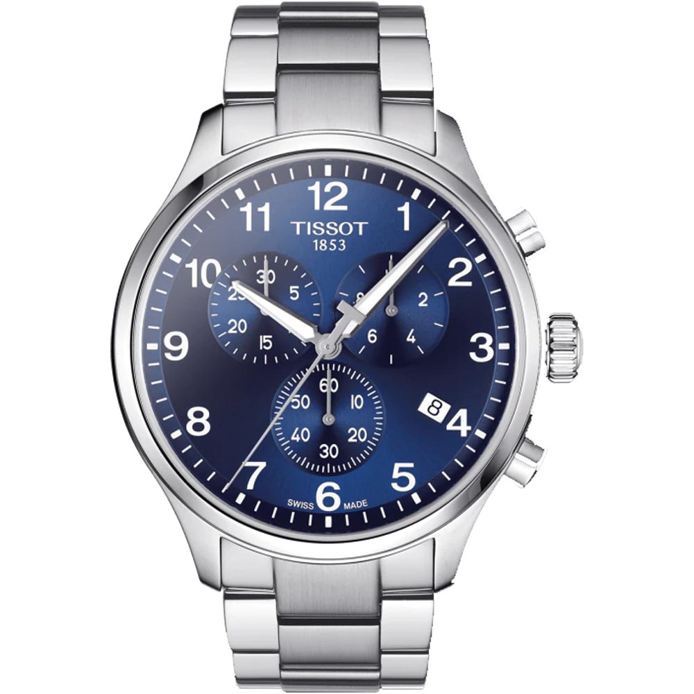 Tissot T Sport Chrono XL Classic Blue Dial Silver Steel Strap Watch For Men - T116.617.11.047.01