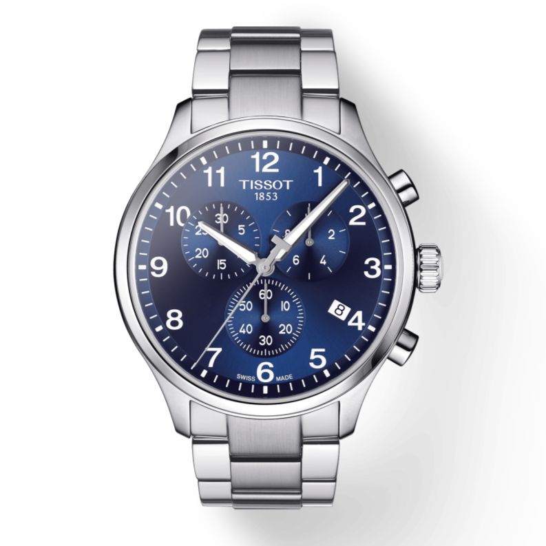 Tissot T Sport Chrono XL Classic Blue Dial Silver Steel Strap Watch For Men - T116.617.11.047.01