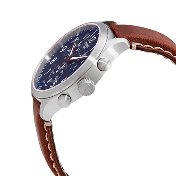 Tissot Chrono XL Vintage Blue Dial Brown Leather Strap Watch For Men - T116.617.16.042.00