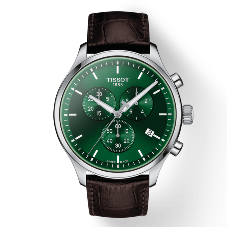 Tissot Chrono XL Classic Chronograph Green Dial Brown Leather Strap Watch For Men - T116.617.16.091.00