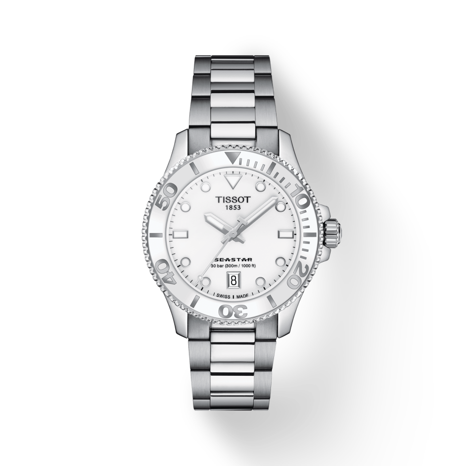 Tissot Seastar 1000 Lady White Dial Silver Steel Strap Watch for Women - T120.210.11.011.00