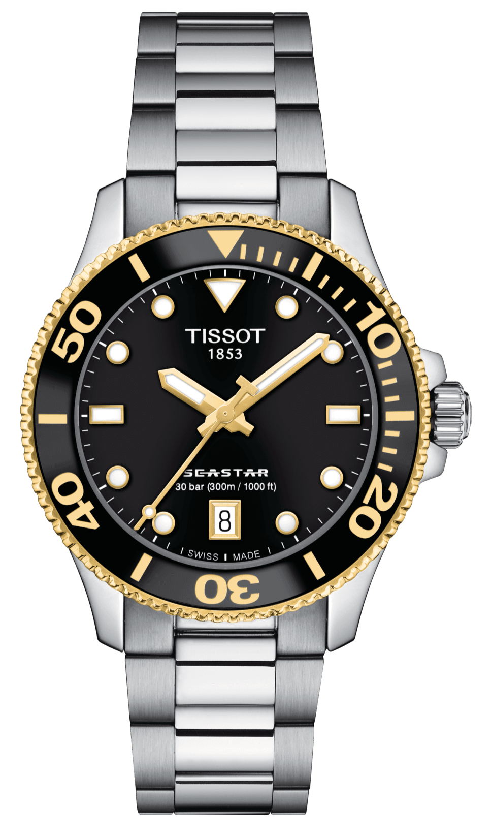 Tissot Seastar 1000 Quartz Black Dial Silver Steel Strap Watch For Men - T120.210.127.051.00