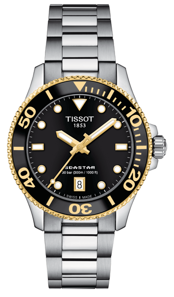 Tissot Seastar 1000 Quartz Black Dial Silver Steel Strap Watch For Men - T120.210.127.051.00