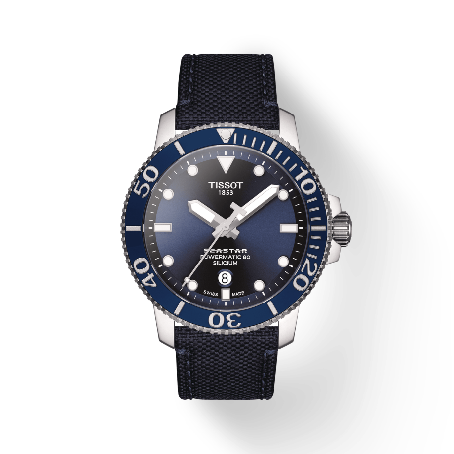 Tissot Seastar 1000 Powermatic 80 Silicium Blue Dial Nylon Strap Watch For Men - T120.407.17.041.01