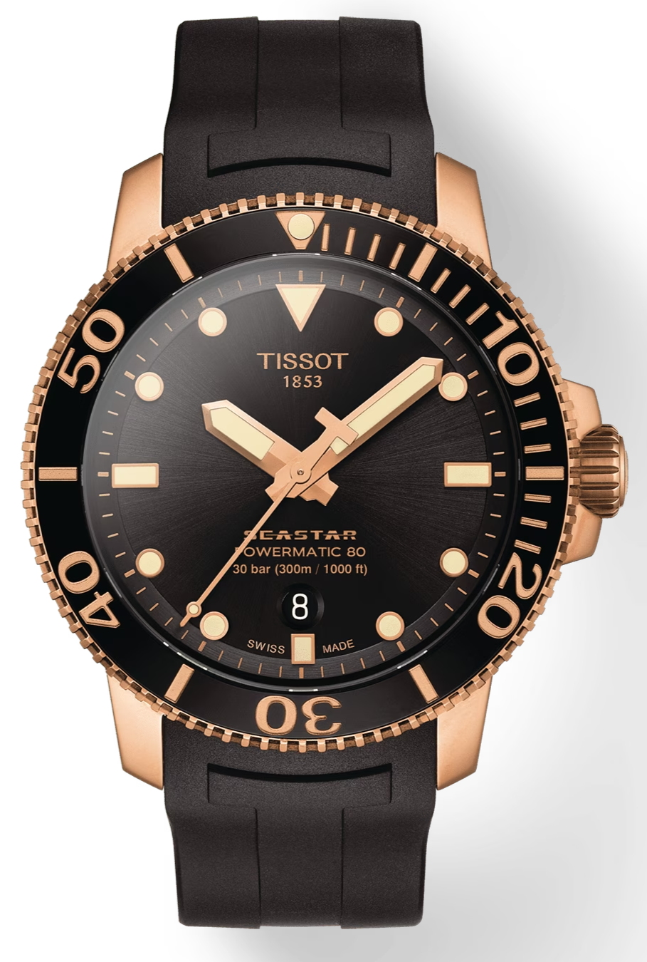 Tissot Seastar 1000 Powermatic 80 Black Dial Black Rubber Strap Watch for Men - T120.407.37.051.01