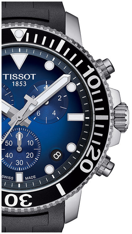 Tissot Seastar 1000 Chronograph Blue Dial Black Rubber Strap Watch For Men - T120.417.17.041.00