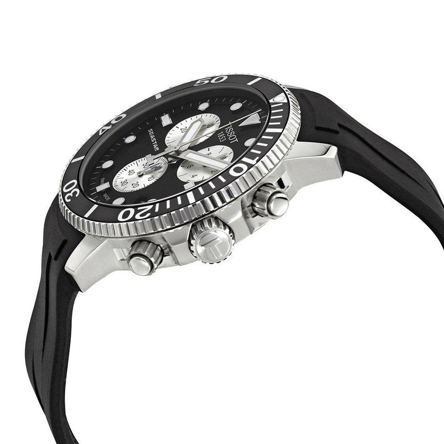 Tissot Seaster 1000 Chronograph Black Dial Black Rubber Strap Watch For Men - T120.417.17.051.00