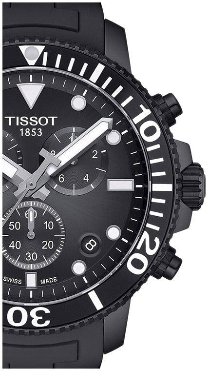 Tissot Seaster 1000 Chronograph Black Dial Black Rubber Strap Watch For Men - T120.417.37.051.02