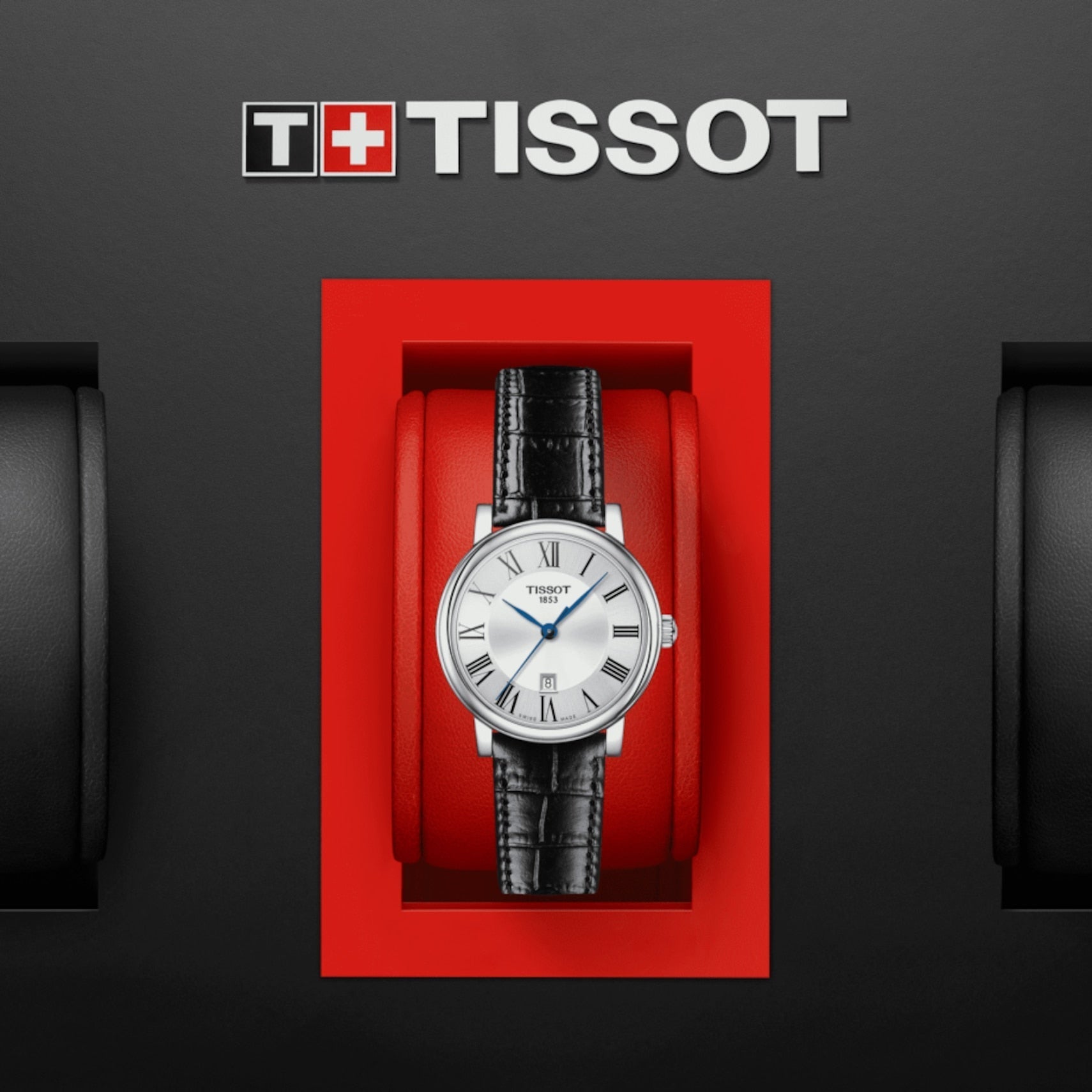 Tissot Carson Premium Lady Silver Dial Black Leather Strap Watch For Women - T122.210.16.033.00