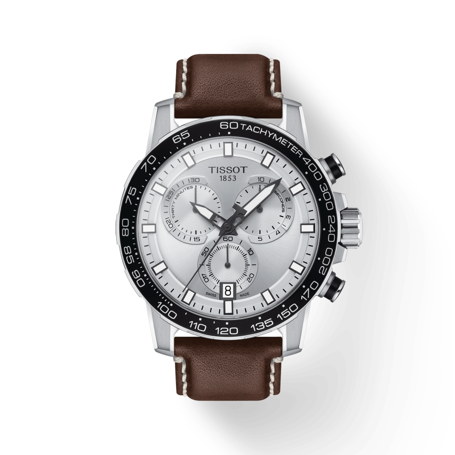 Tissot Supersport Chrono Silver Dial Brown Leather Strap Watch for Men - T125.617.16.031.00