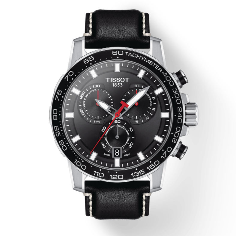 Tissot Supersport Chrono Black Dial Black Leather Strap Watch for Men - T125.617.16.051.00