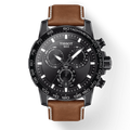 Tissot Supersport Chrono Black Dial Brown Leather Strap Watch for Men - T125.617.36.051.01