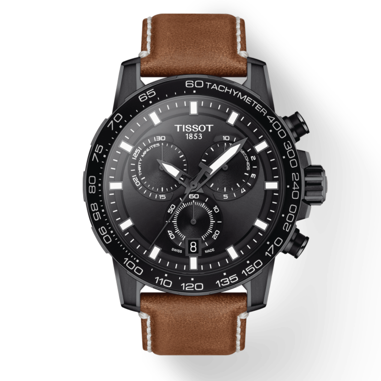 Tissot Supersport Chrono Black Dial Brown Leather Strap Watch for Men - T125.617.36.051.01