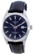 Tissot Gentleman Powermatic 80 Silicium Blue Dial Black Leather Strap Watch For Men - T127.407.16.041.01