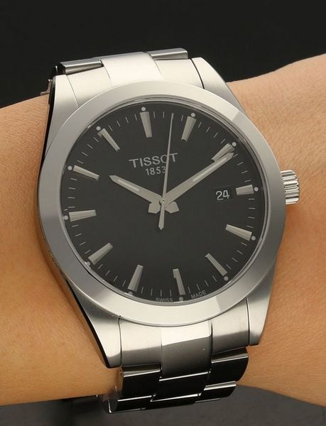 Tissot Gentleman Black Dial Silver Steel Strap Watch For Men - T127.410.11.051.00