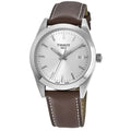 Tissot Gentleman Silver Dial Brown Leather Strap Watch For Men - T127.410.16.031.00