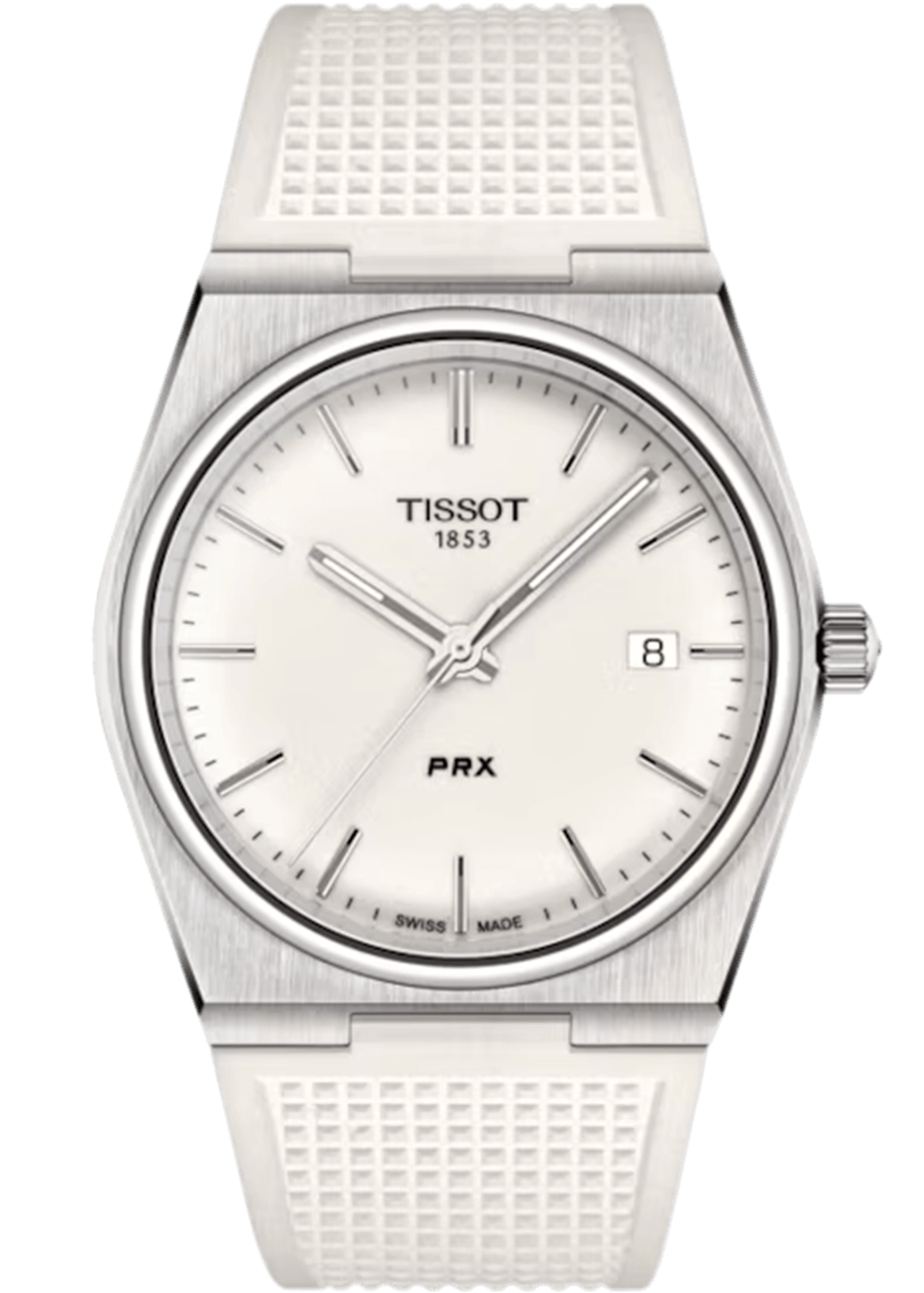 Tissot PRX 40 Quartz White Dial White Leather Strap Watch For Men -  T137.410.17.011.00