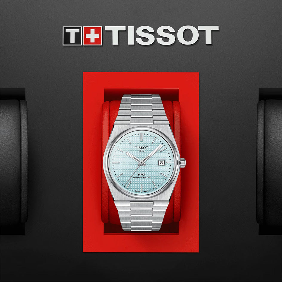 Tissot PRX Powermatic 80 Ice Blue Tiffany Dial Silver Steel Strap Watch for Men - T137.407.11.351.00