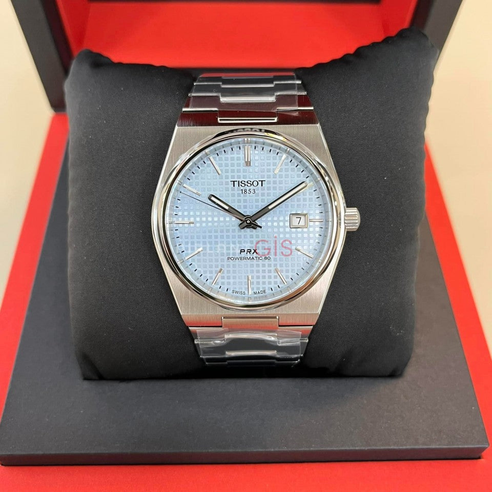 Tissot PRX Powermatic 80 Ice Blue Tiffany Dial Silver Steel Strap Watch for Men - T137.407.11.351.00