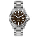 Tag Heuer Aquaracer Calibre 5 Automatic Brown Sunray Dial Silver Steel Strap Watch for Men - WAY2018.BA0927