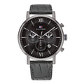 Tommy Hilfiger Evan Black Dial Black Leather Strap Watch for Men - 1710395