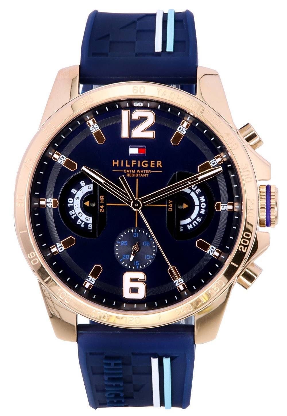 Tommy Hilfiger Decker Multifunction Blue Dial Blue Rubber Strap Watch for Men - 1791474