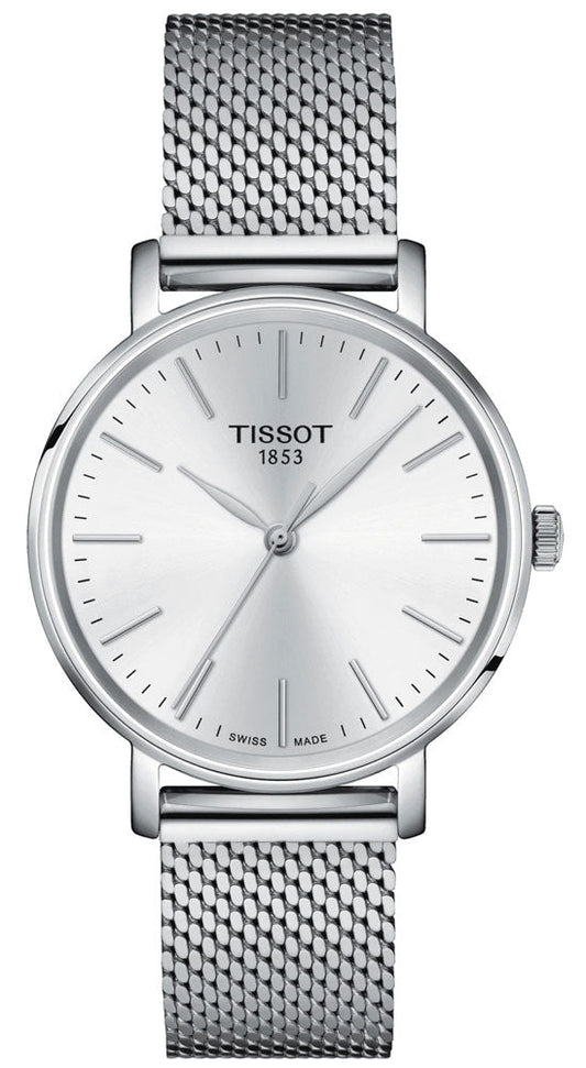 Tissot Everytime Lady Silver Dial Stainless Steel Mesh Bracelet Watch for Women - T143.210.11.011.00