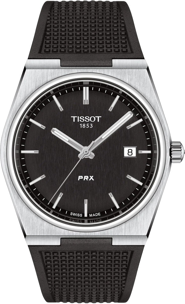 Tissot PRX Quartz Black Dial Black Rubber Strap Watch For Men - T137.410.17.051.00