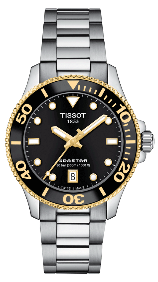 Tissot Seastar 1000 36mm Black Dial Stainless Steel Strap Watch For Men - T120.210.21.051.00