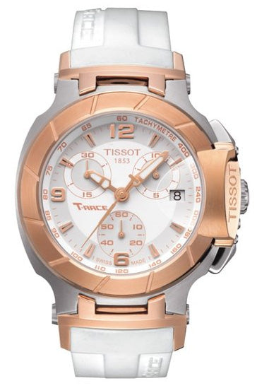 Tissot T Race Chronograph White Dial White Rubber Strap Watch for Women - T048.217.27.017.00