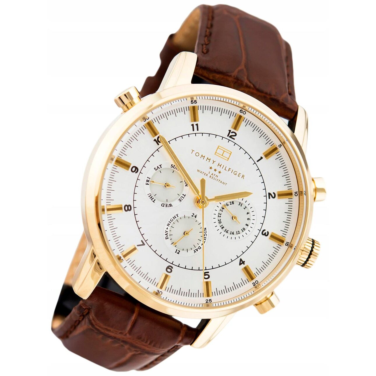 Tommy Hilfiger Harrison White Dial Brown Leather Strap Watch for Men - 1790874