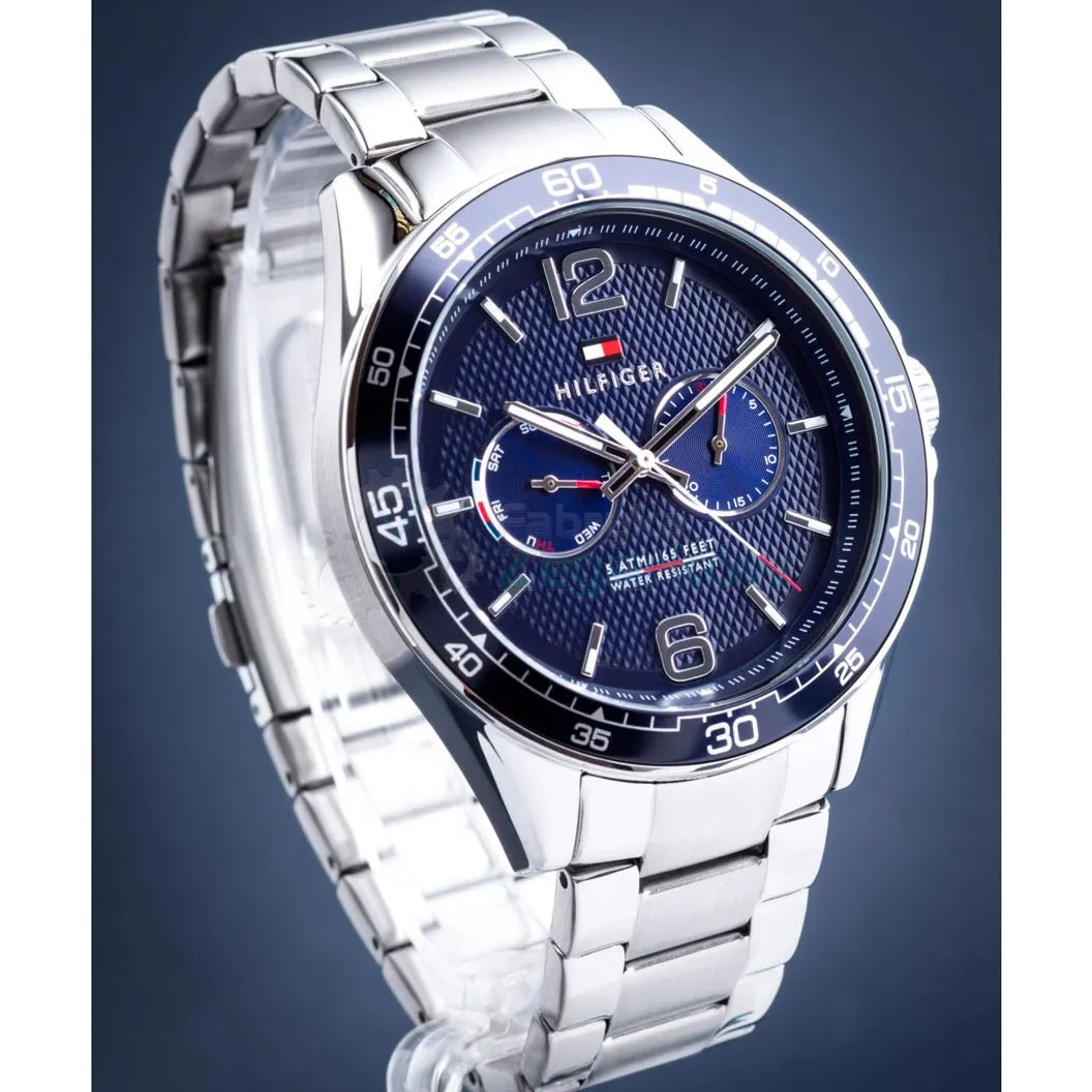 Tommy Hilfiger Erik Chronograph Blue Dial Silver Steel Strap Watch for Men - 1791366