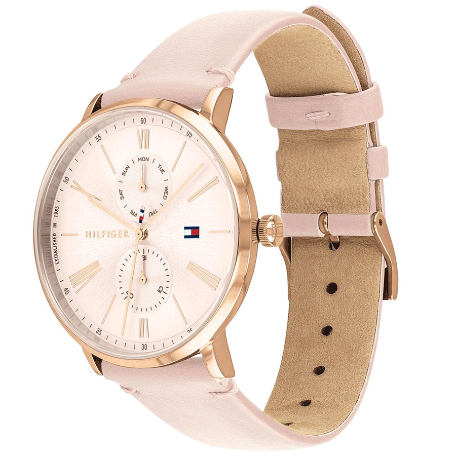 Tommy Hilfiger Jenna Analog Pink Dial Pink Leather Strap Watch for Women - 1782071